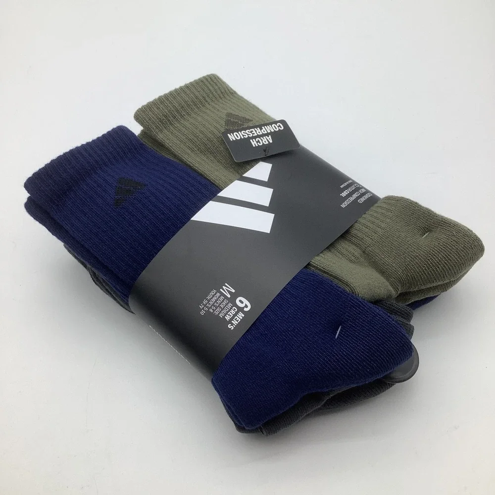 Adidas Mens ClimaCool Crew Socks 6 Pair‎ Pack Green Blue Grey Size M New